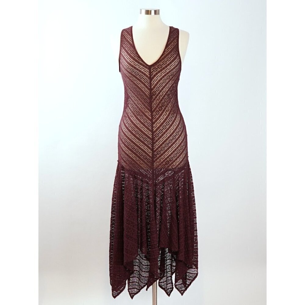 Free People Lila Lace Asymmetric Slip Dress Plum Purple - Size Small